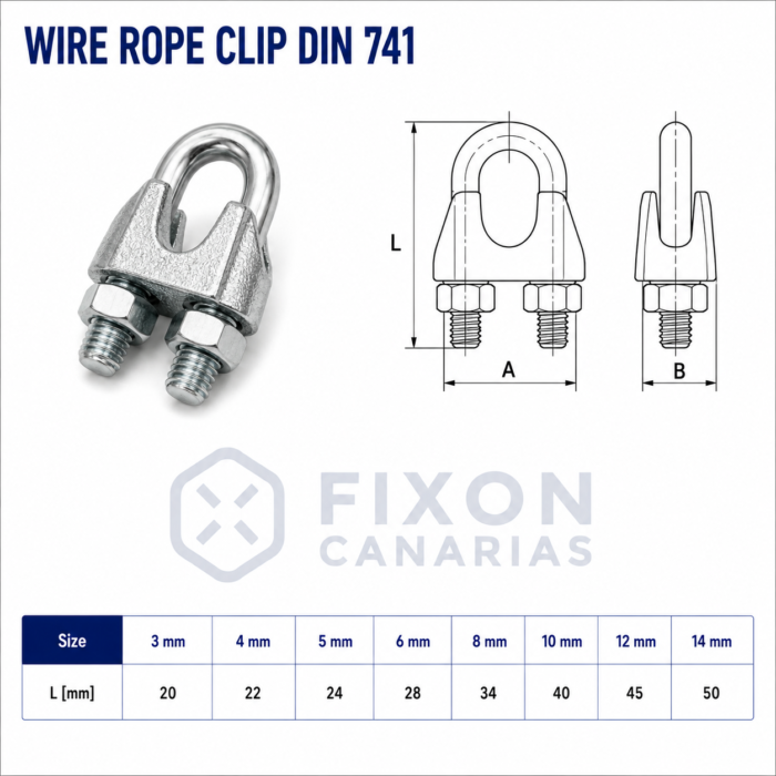 DIN 741 - Abrazadera para Cable