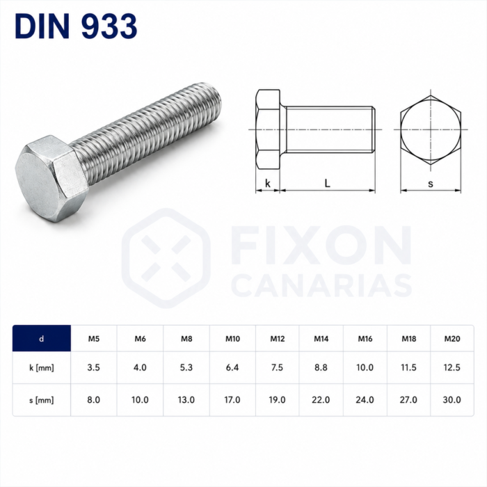DIN 933 - Tornillo Hexagonal
